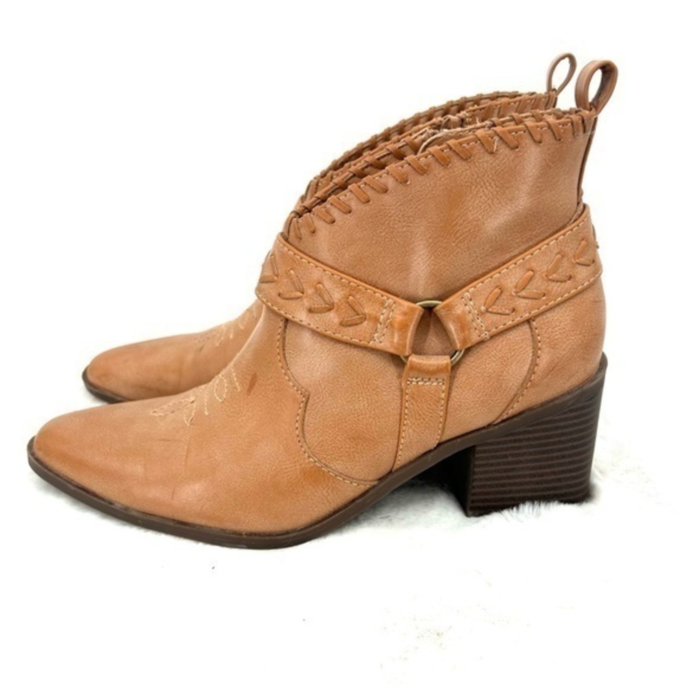FRYE & CO Palma Light Tan Size 8 1/2 Stacked Heel Booties